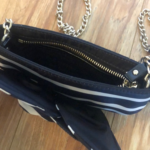 Black and White Striped Kate Spade Flower Bag - Picture 3 of 4